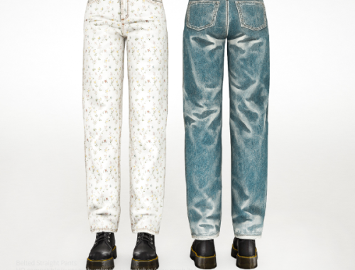 Belted Straight Pants