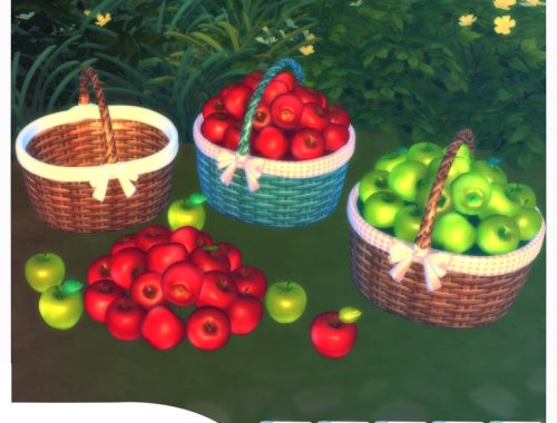 Apple Basket Decor Set | The Sims 4 Decor Cc