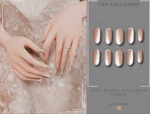 Soft Bridal Nails With Pearls