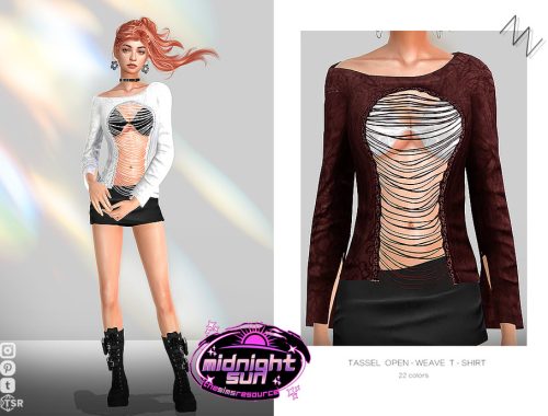 Tassel Open-weave T-shirt