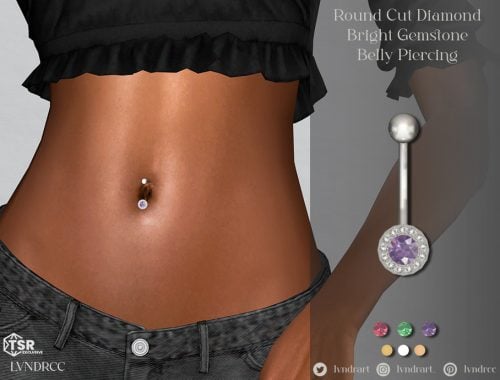 Round Cut Diamond Bright Gemstone Belly Piercing