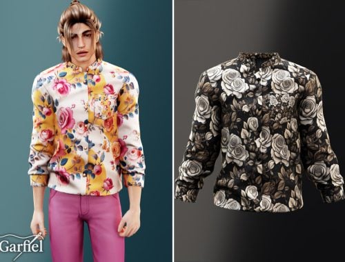 Adult - Floral Button Shirt With Bold Rose Print