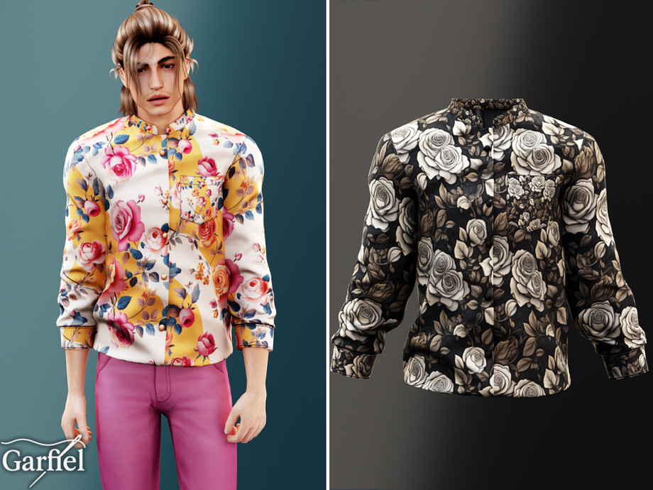 Adult - Floral Button Shirt With Bold Rose Print