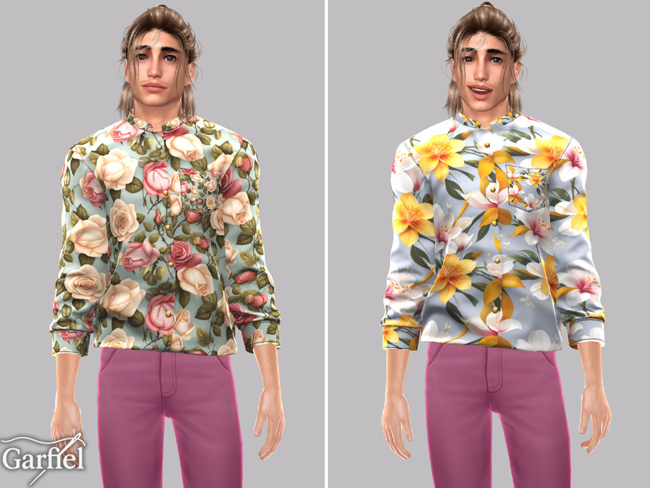 Adult - Floral Button Shirt With Bold Rose Print - Image 2