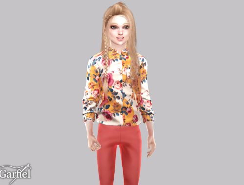Child - Rose Print Button Shirt With Neat Pocket Detail
