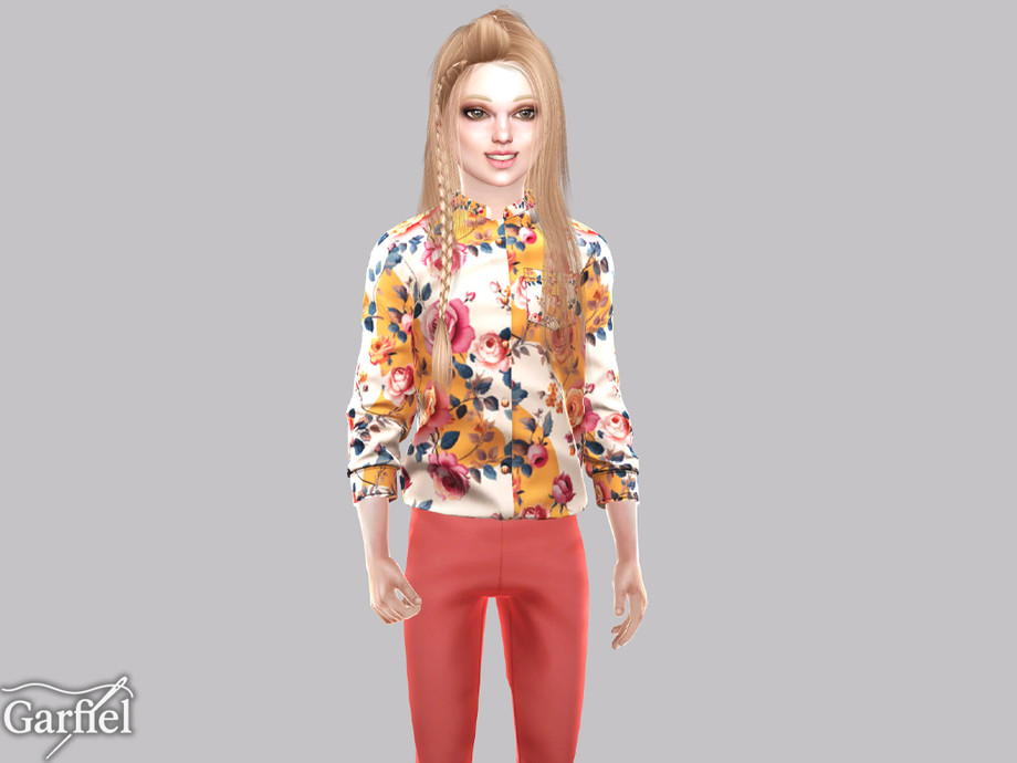 Child - Rose Print Button Shirt With Neat Pocket Detail - Image 2