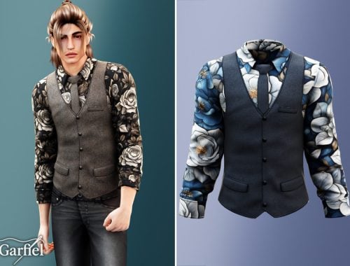 Adult - Floral Shirt And Vest Outfit With Tie