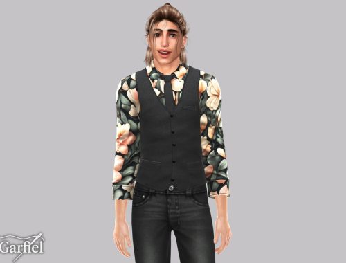 Adult - Floral Shirt And Vest Outfit With Tie