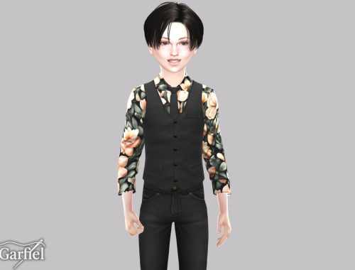 Child - Floral Shirt With Tailored Vest And Slim Tie