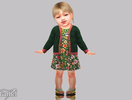 Infant - Floral Dress With Textured Cardigan And Contrast Trim