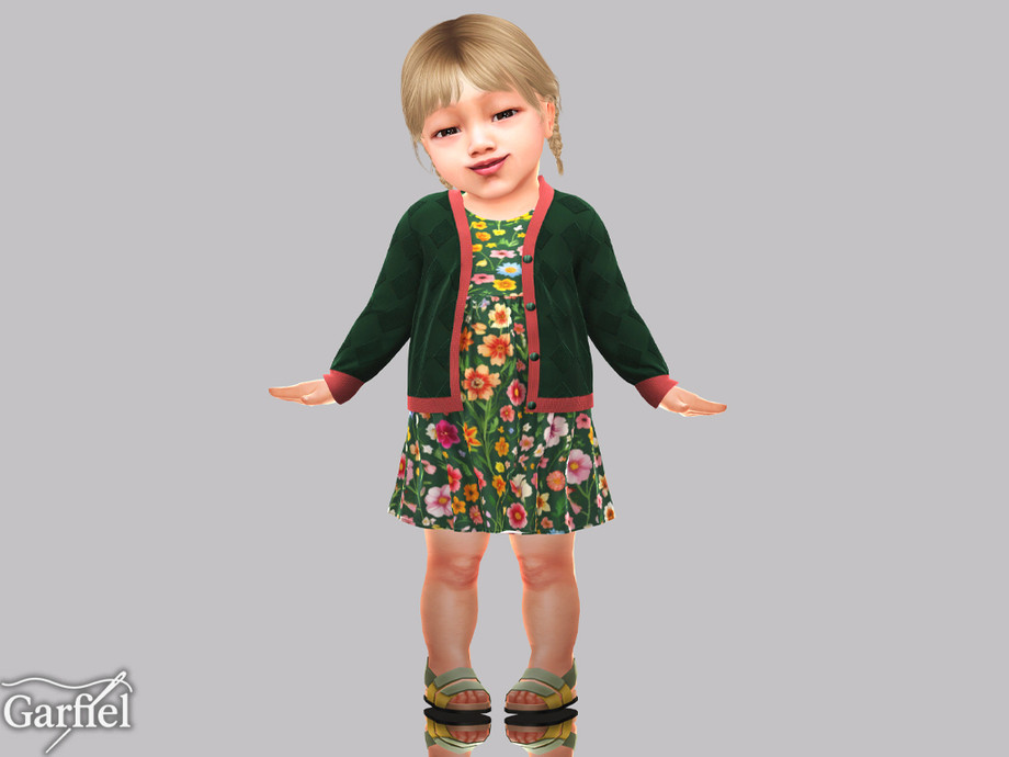 Infant - Floral Dress With Textured Cardigan And Contrast Trim - Image 2