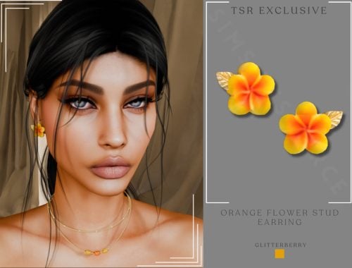 Orange Flower Studs