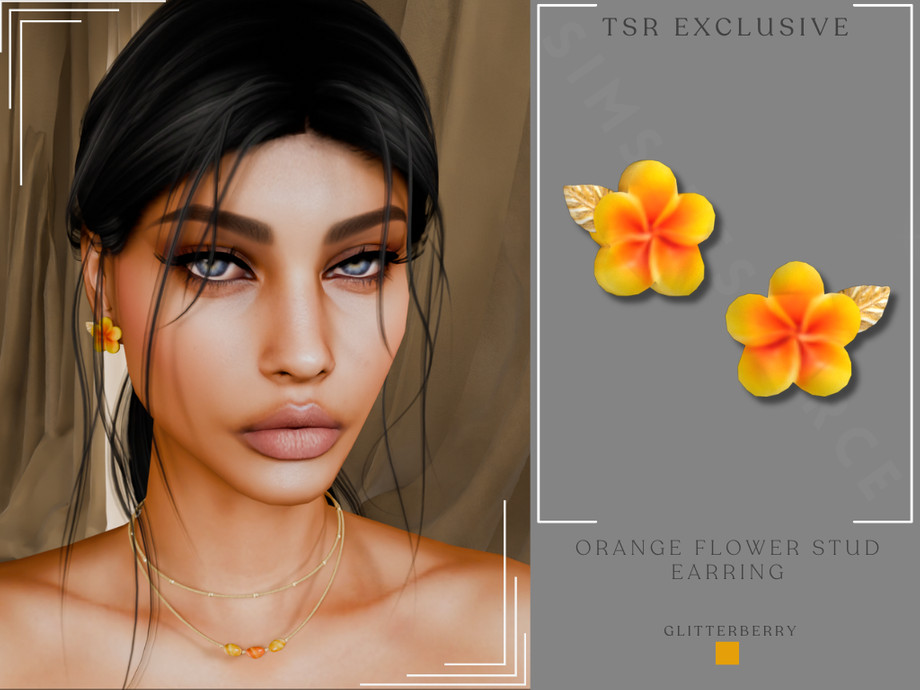 Orange Flower Studs