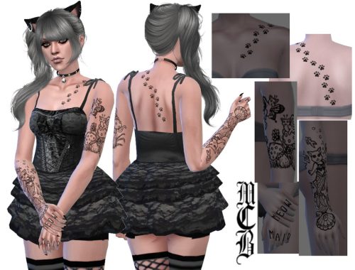 Cat Paws Back Tattoo