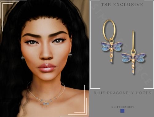 Blue Dragonfly Hoops