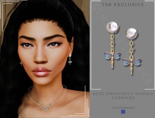 Blue Dragonfly Dangle Earring