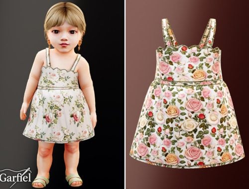 Infant - Rose Print Sundress With Scalloped Neckline