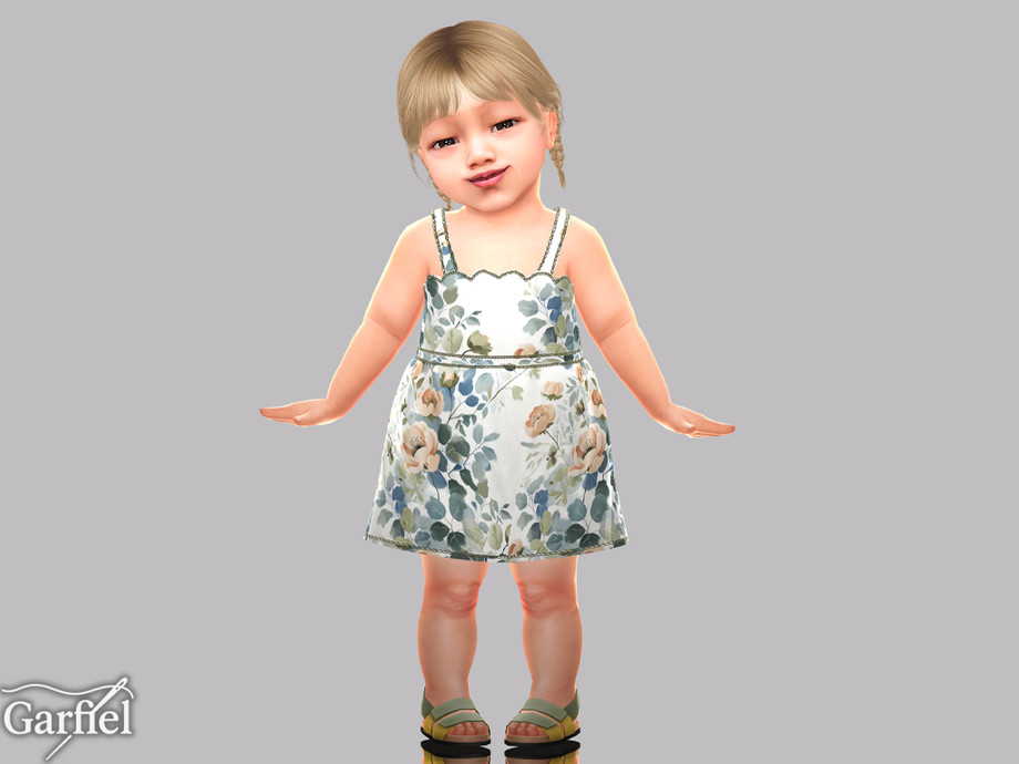 Infant - Rose Print Sundress With Scalloped Neckline - Image 2