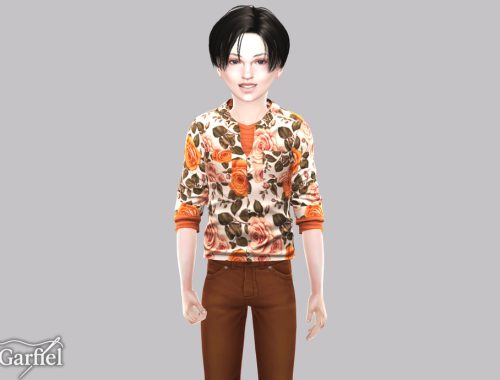 Child - Rose Print Layered Shirt With Rolled Sleeves