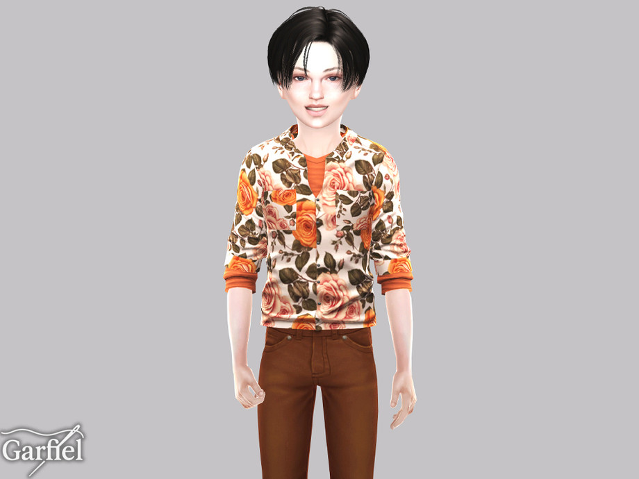 Child - Rose Print Layered Shirt With Rolled Sleeves - Image 2