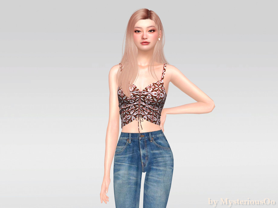 Ruched Drawstring Crop Top - Image 2