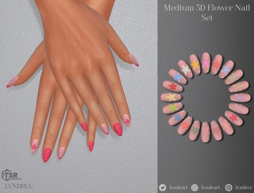 Medium 3d Flower Nails Set