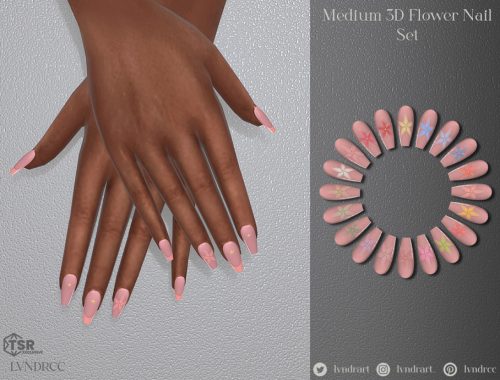 Medium 3d Flower Nails Set