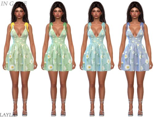 Layla - Coastal Escape - Deep-v Tie-shoulder Dress