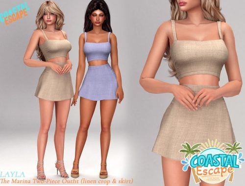 Layla - Coastal Escape - Linen Crop Top And Mini Skirt