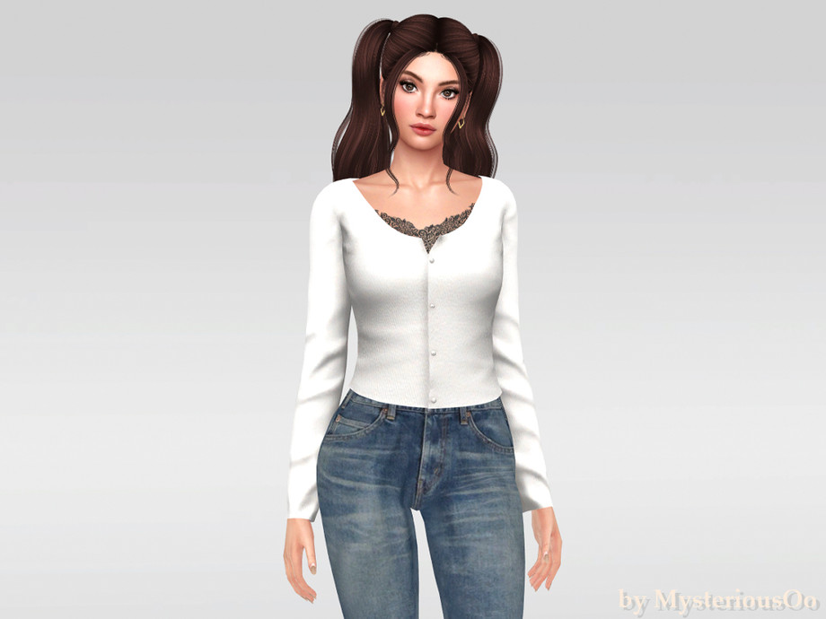 Lace Trim Button Cardigan Top - Image 2