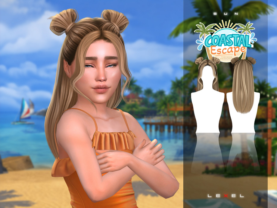 Lexel - Sun Long Female Updo With Buns And Bangs "child Hairstyle"