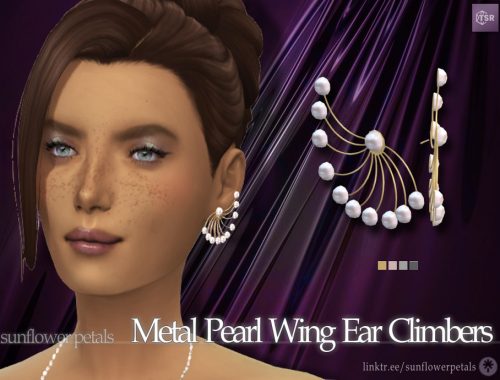 Metal Pearl Wing Ear Climbers