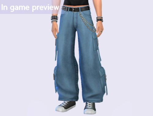 Thrashed Baggy Chain Jeans For Male