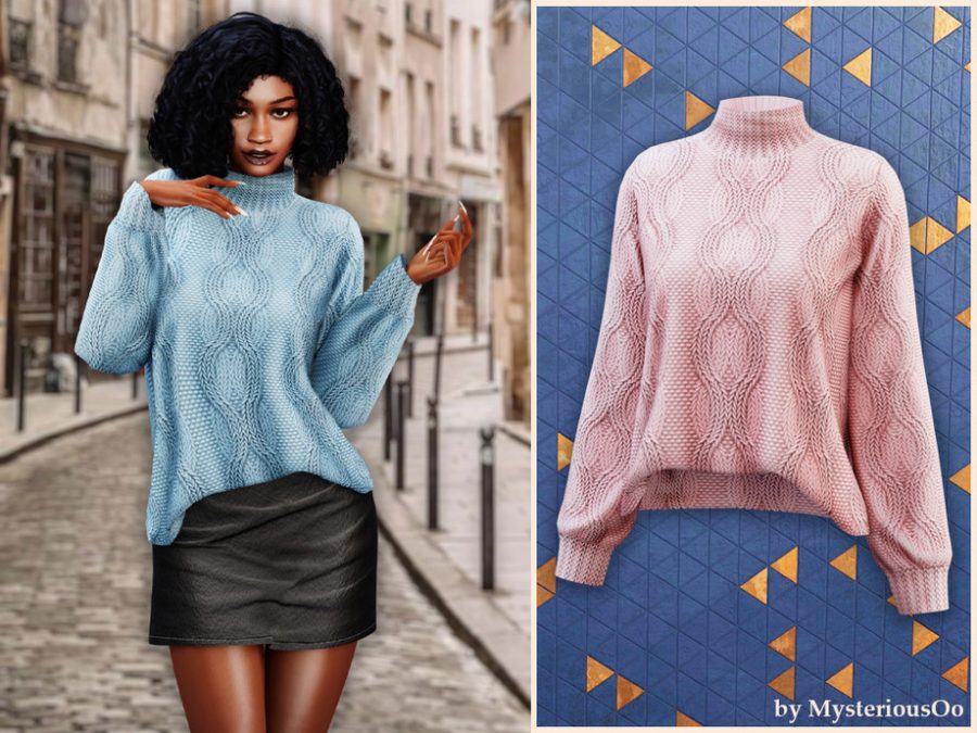 Cable Knit Mock Neck Sweater