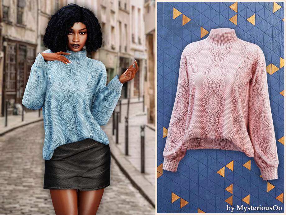Cable Knit Mock Neck Sweater