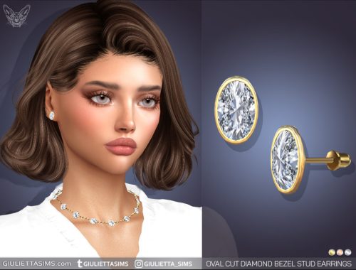 Oval Diamond Bezel Stud Earrings