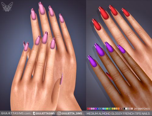 Matte Nails With Glossy French Tips 3 Nails Shapes