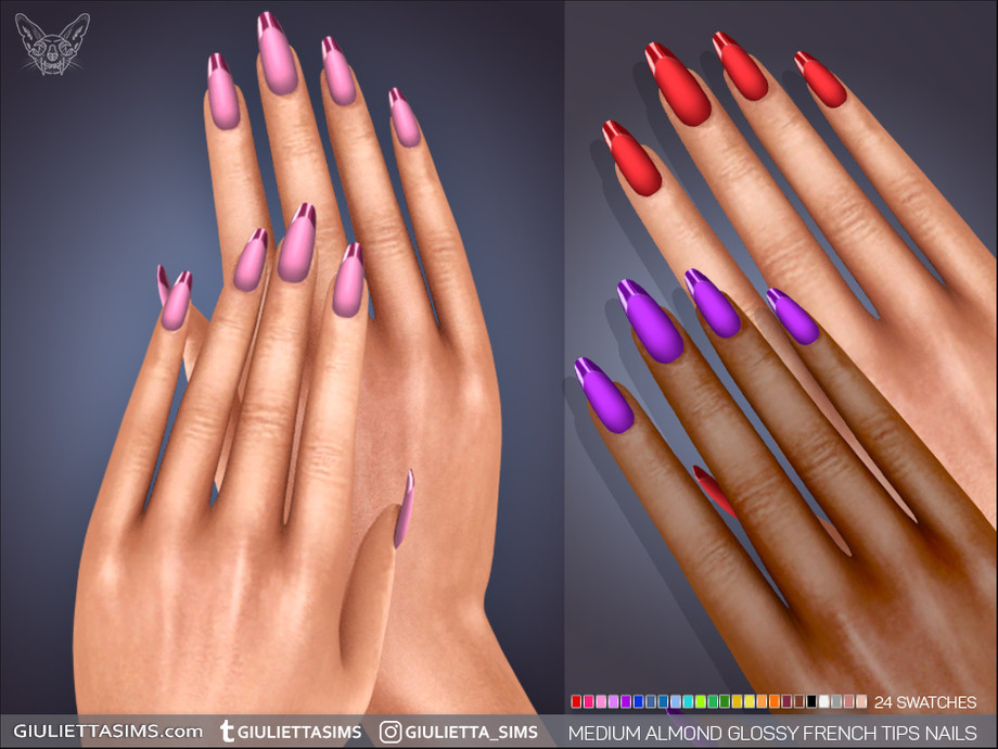 Matte Nails With Glossy French Tips 3 Nails Shapes