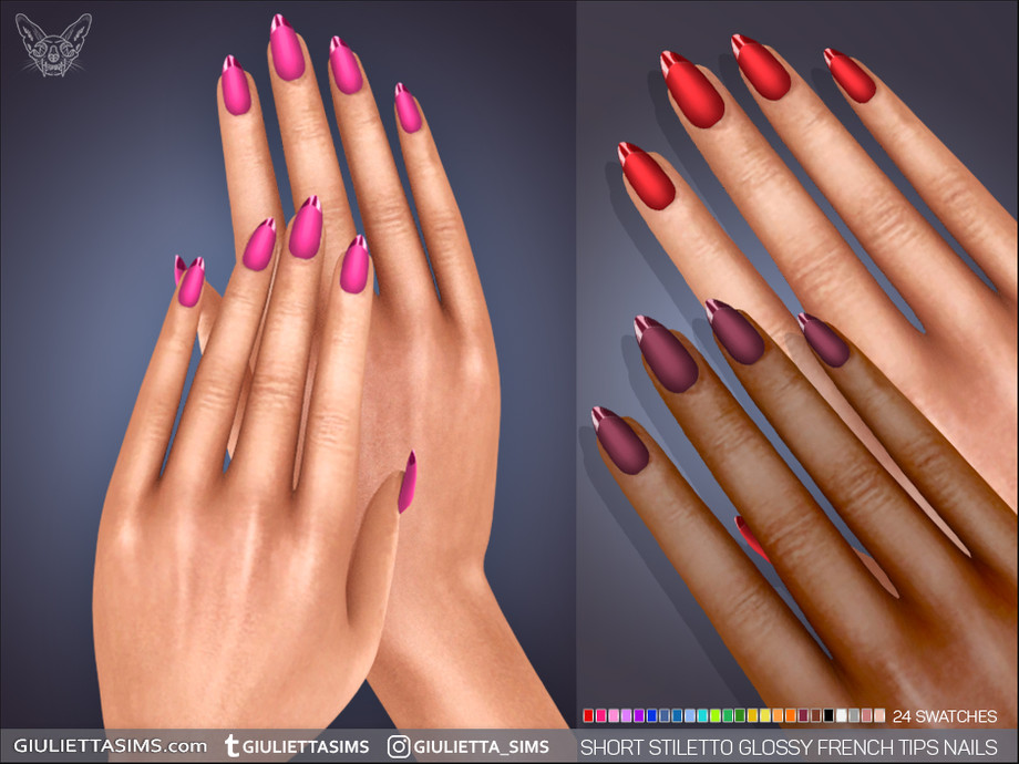 Matte Nails With Glossy French Tips 3 Nails Shapes - Image 3