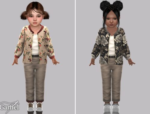 Toddler - Floral Bomber Jacket Set With Relaxed Straight Pants
