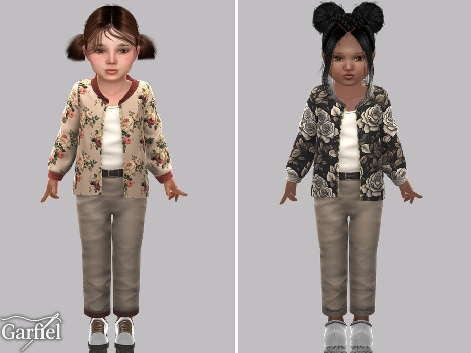 Toddler - Floral Bomber Jacket Set With Relaxed Straight Pants - Image 2