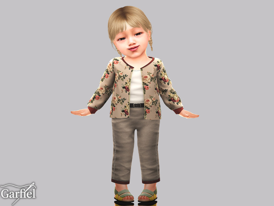Infant - Floral Zip Jacket Set With Tapered Ankle Pants - Image 2