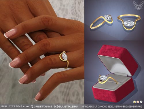 Marquise Cut Diamond East-west Bezel Setting Engagement And Wedding Rings