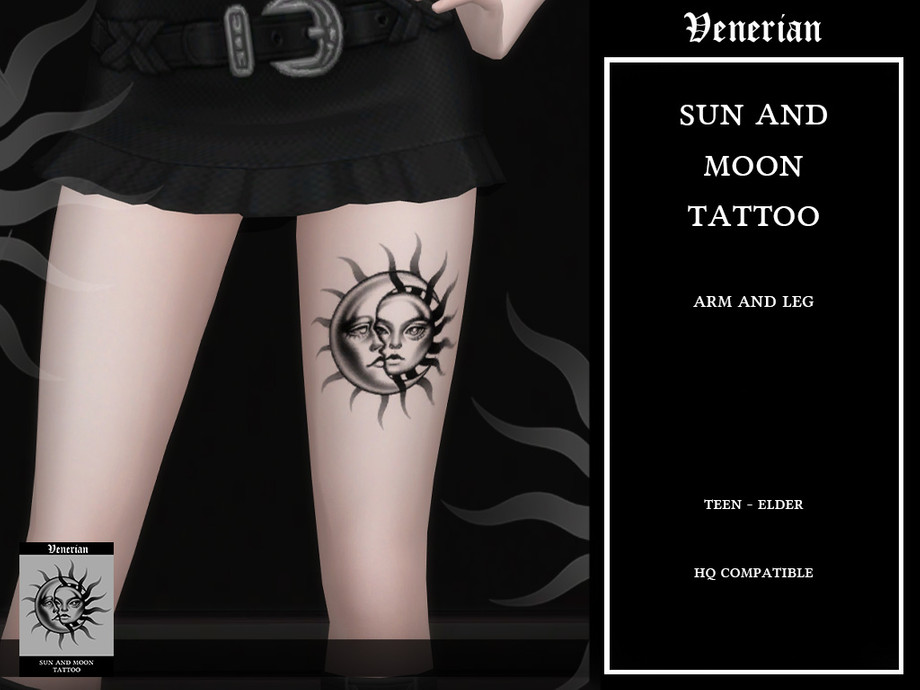 Sun And Moon Tattoo - Arm And Leg -