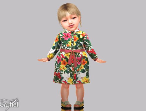 Infant - Tropical Flower Coat Dress With Belted Bow
