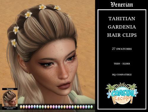 Tahitian Gardenia Hair Clips By Venerian - For Shimydim Atlantic Hair -