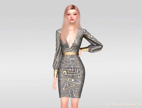 Metallic Pattern Bodycon Dress