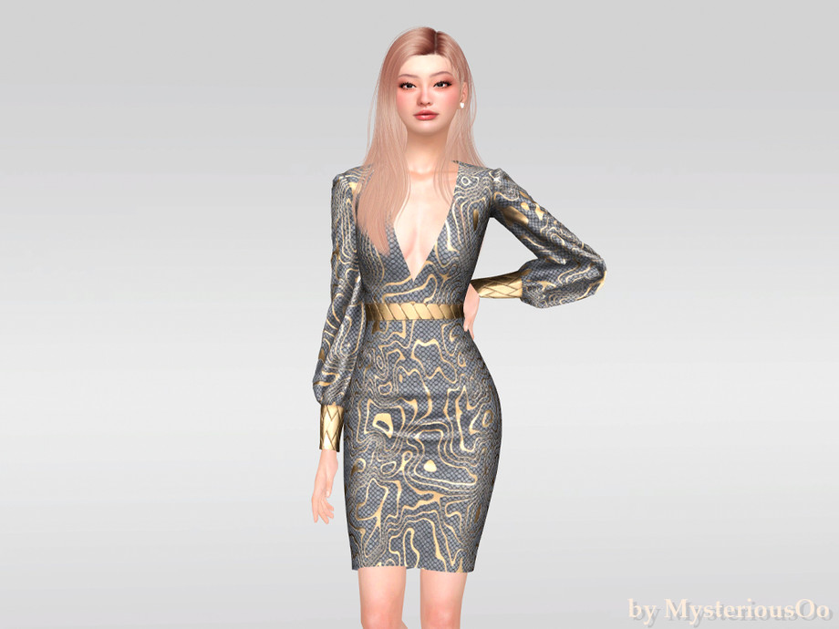 Metallic Pattern Bodycon Dress - Image 2