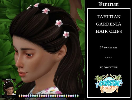 Tahitian Gardenia Hair Clips By Venerian - Child Version - For Shimydim Atlantic Hair -