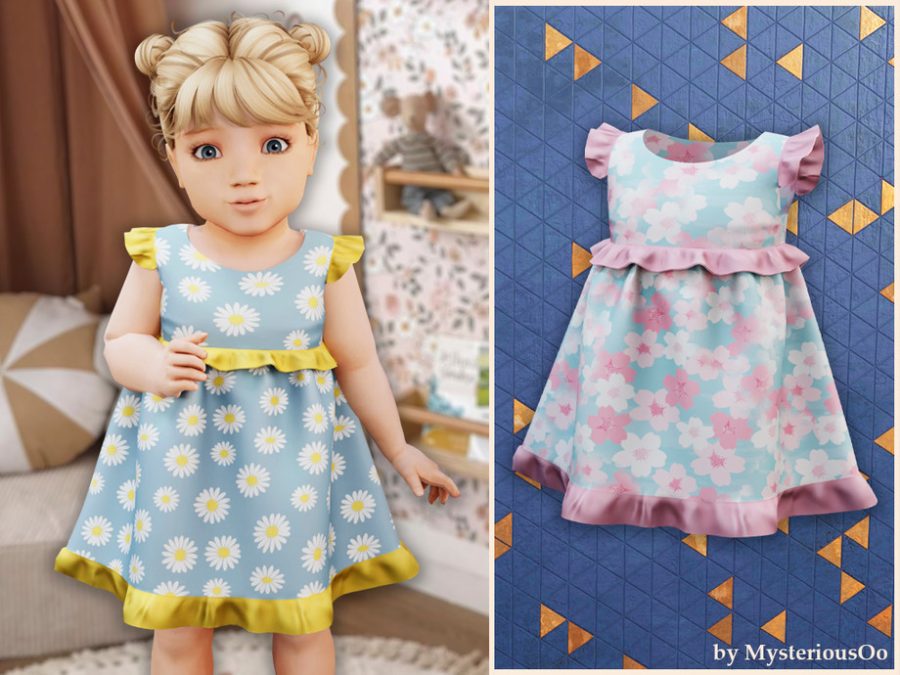 Infant - Ruffle Trim Floral Dress